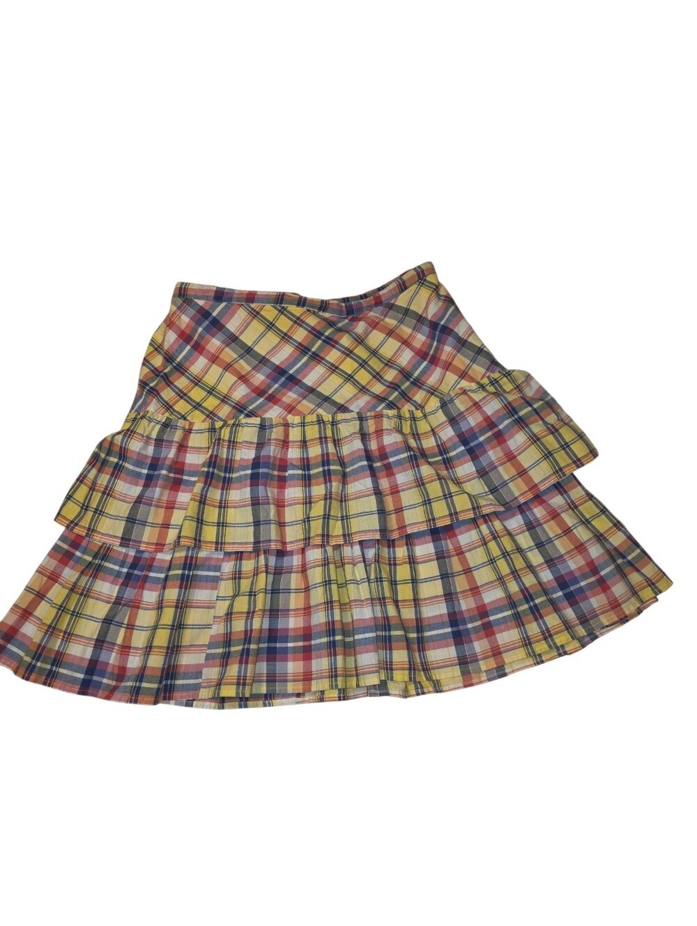 RALPH LAUREN AMERICAN LIVING Ruffled Yellow Plaid Skirt - Size 12